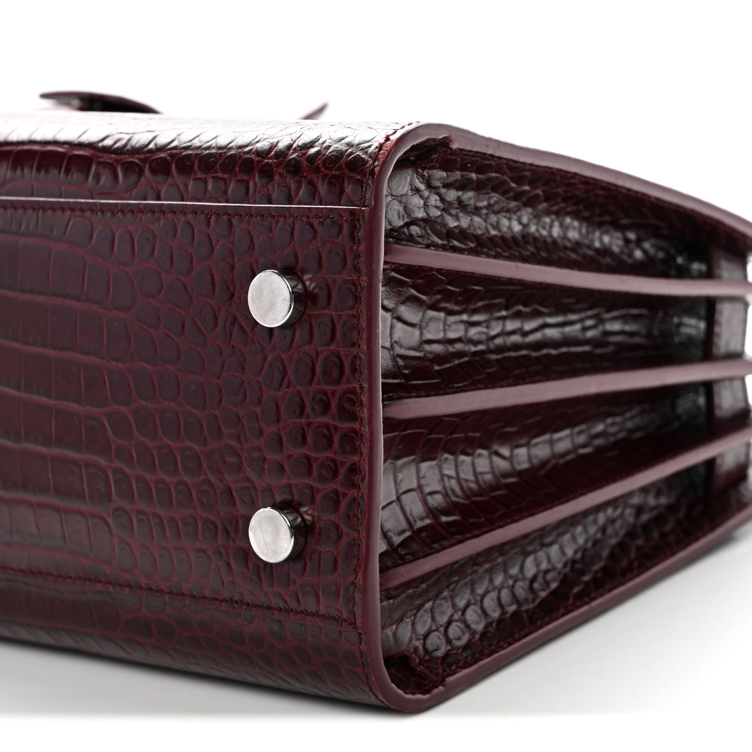 Saint Laurent Calfskin Crocodile Embossed Baby Sac De Jour Bordeaux 10 of 13