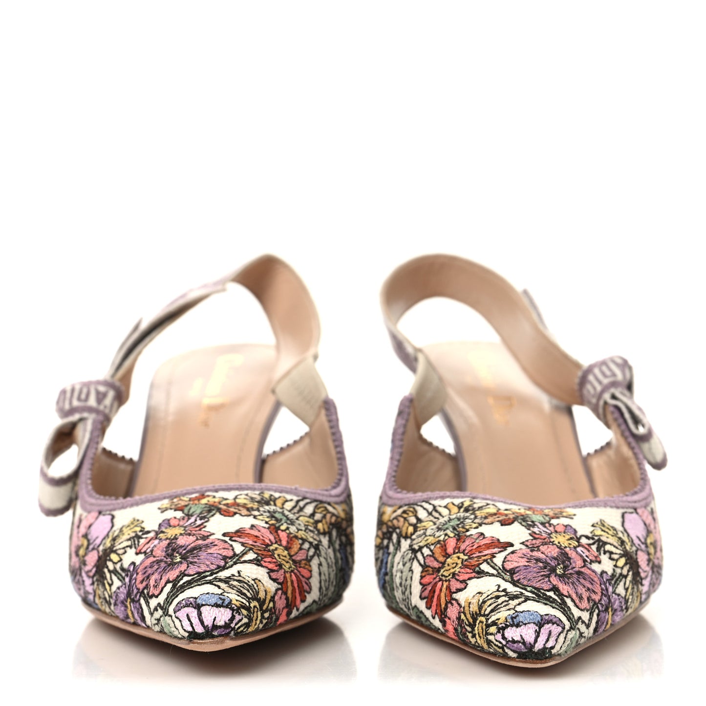 Canvas Embroidered Voyage Cotton Ribbon J'Adior Slingback 65mm Pumps 38 Poudre Multicolor