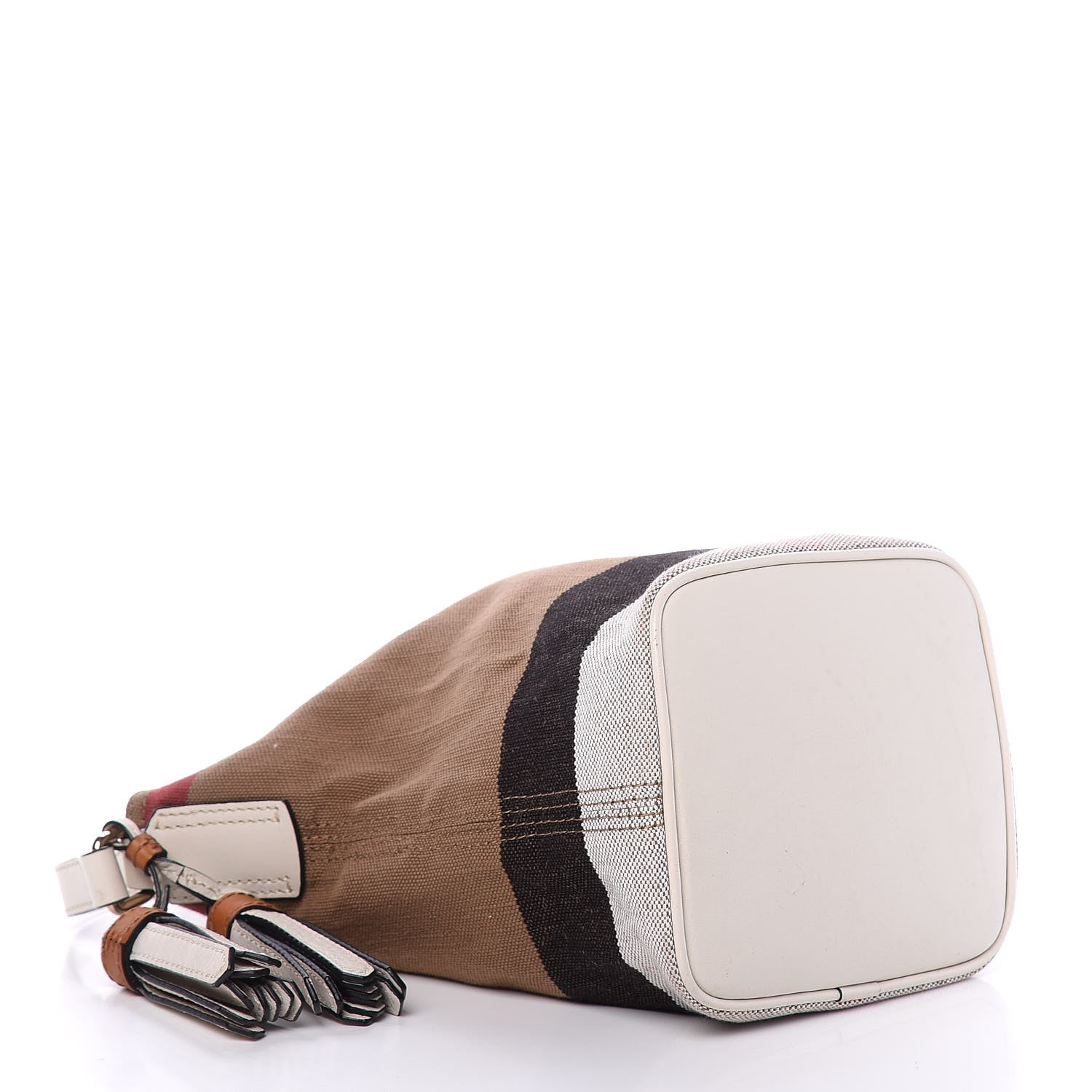 Burberry Canvas Mega Check Medium Ashby Tassel Crossbody White 4 of 10