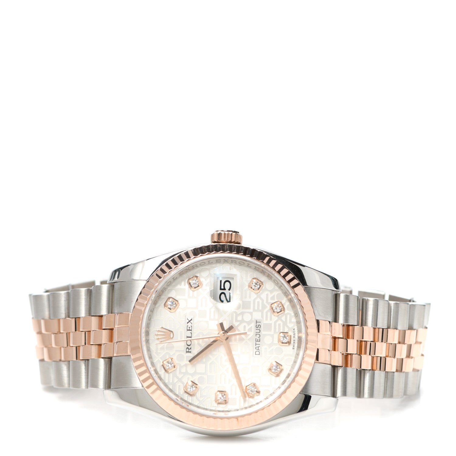 Rolex Stainless Steel 18K Everose Gold Diamond 36mm Oyster Perpetual Datejust Watch Silver Jubilee 116231 2 of 5