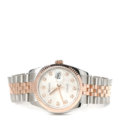 Rolex Stainless Steel 18K Everose Gold Diamond 36mm Oyster Perpetual Datejust Watch Silver Jubilee 116231 2 of 5