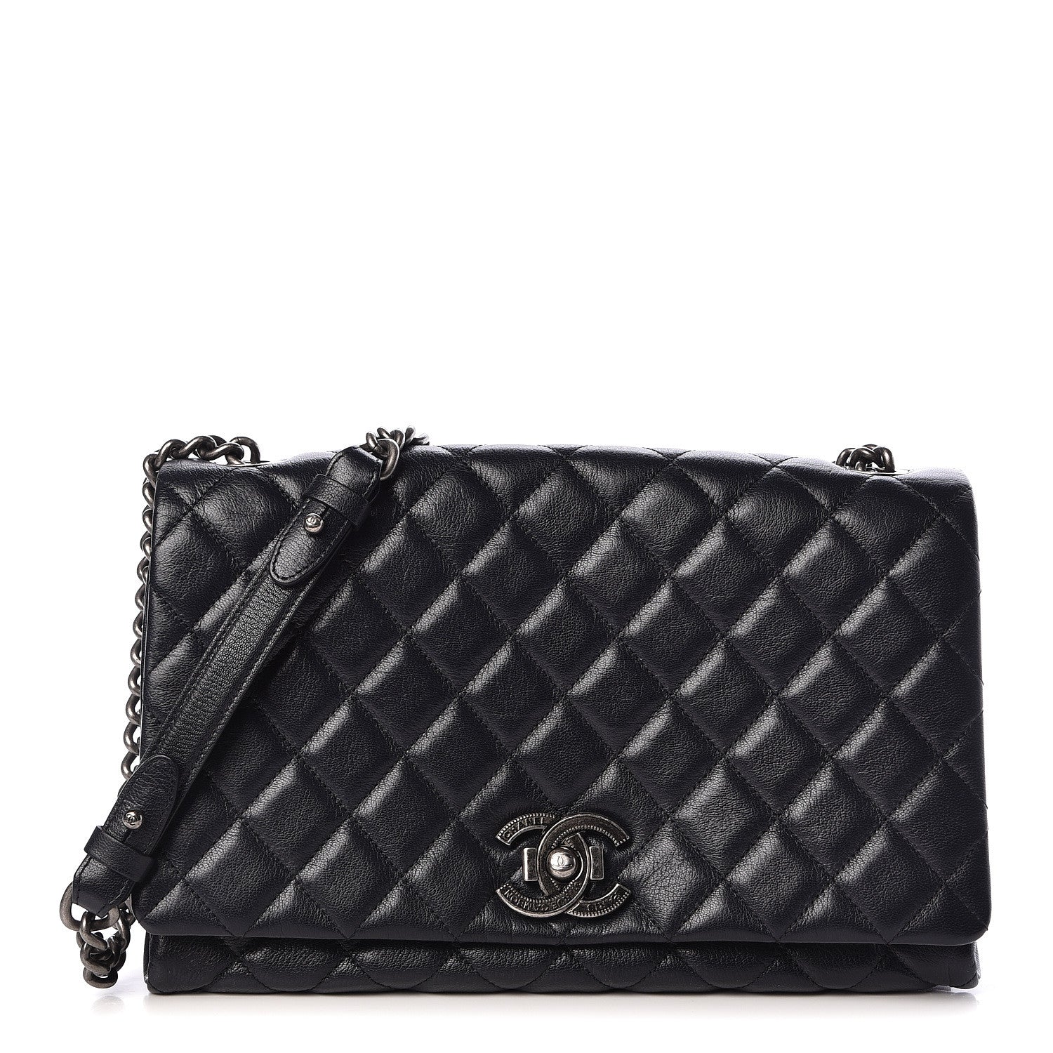 Chanel Goatskin Quilted Large City Rock Flap Navy 1 of 11