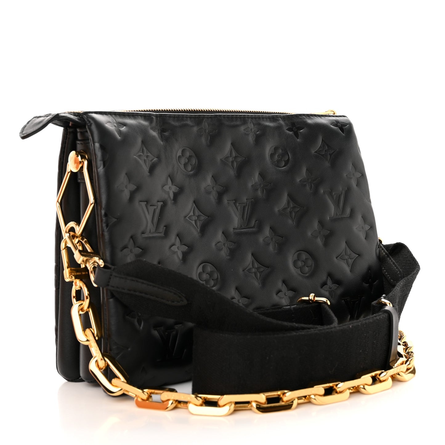 Lambskin Embossed Monogram Coussin PM Black