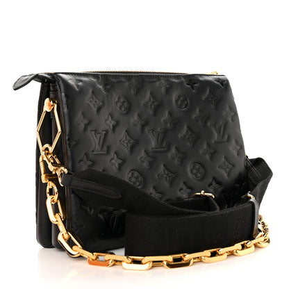 Louis Vuitton Lambskin Embossed Monogram Coussin PM Black 3 of 12