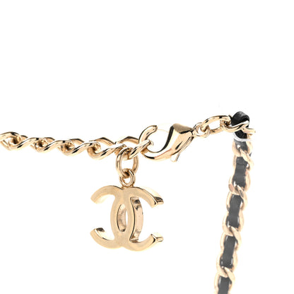 Chanel Lambskin Crystal CC Chain Pendant Necklace Black Gold 6 of 7