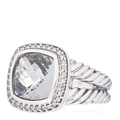 David Yurman Sterling Silver Diamond Prasiolite 11mm Albion Ring 57 8 3 of 5