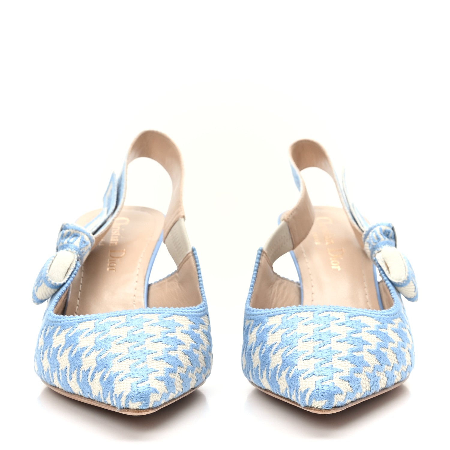 Christian Dior Micro PDP Cotton Houndstooth J'Adior Slingback 65mm Pumps 37 Cornflower 2 of 8