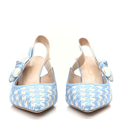 Christian Dior Micro PDP Cotton Houndstooth J'Adior Slingback 65mm Pumps 37 Cornflower 2 of 8