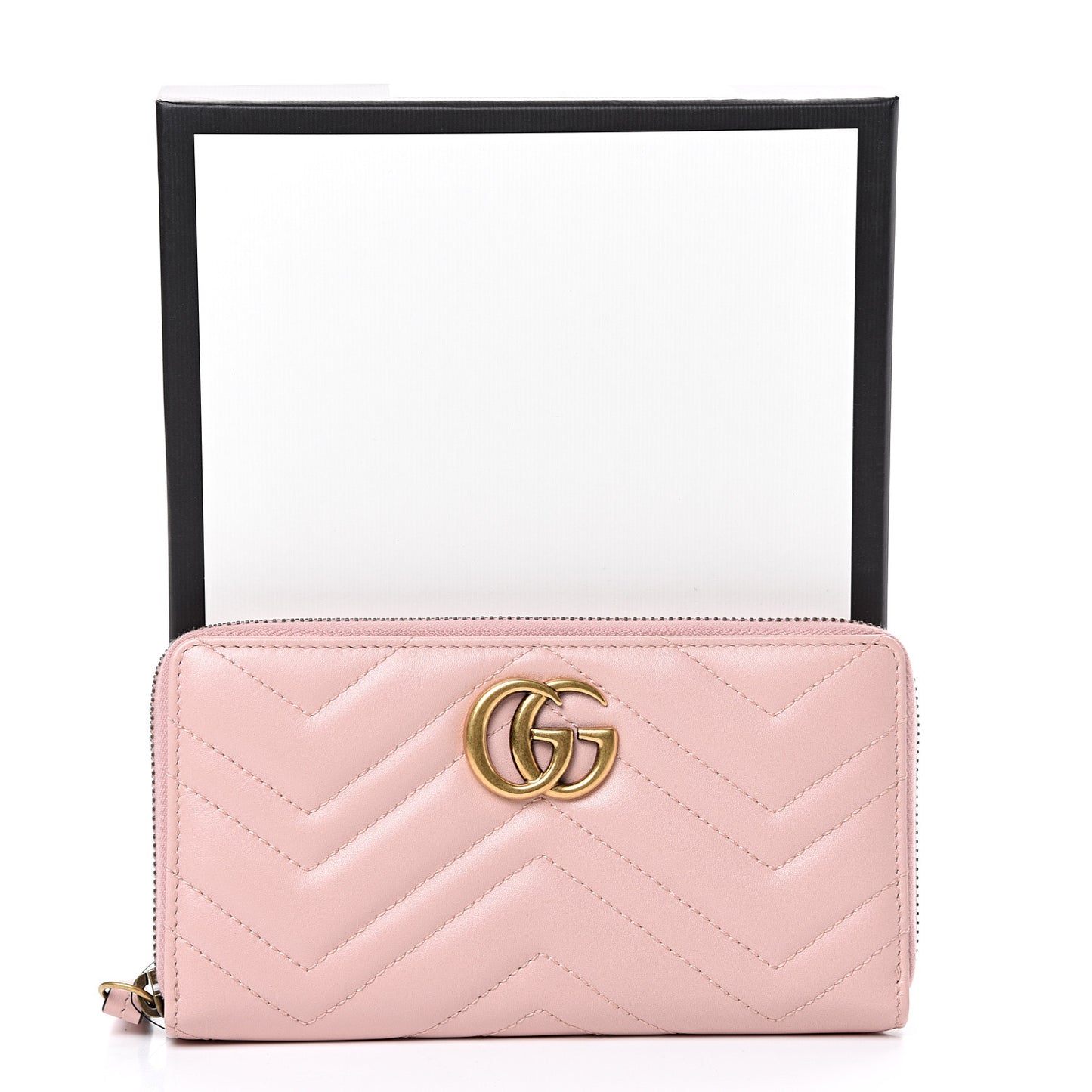 Calfskin Matelasse GG Marmont Zip Around Wallet Perfect Pink