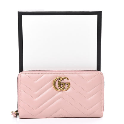 Gucci Calfskin Matelasse GG Marmont Zip Around Wallet Perfect Pink 7 of 7
