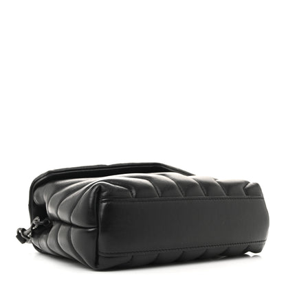 Saint Laurent Calfskin Y Quilted Monogram Monochrome Toy Loulou Crossbody Bag Black 4 of 16