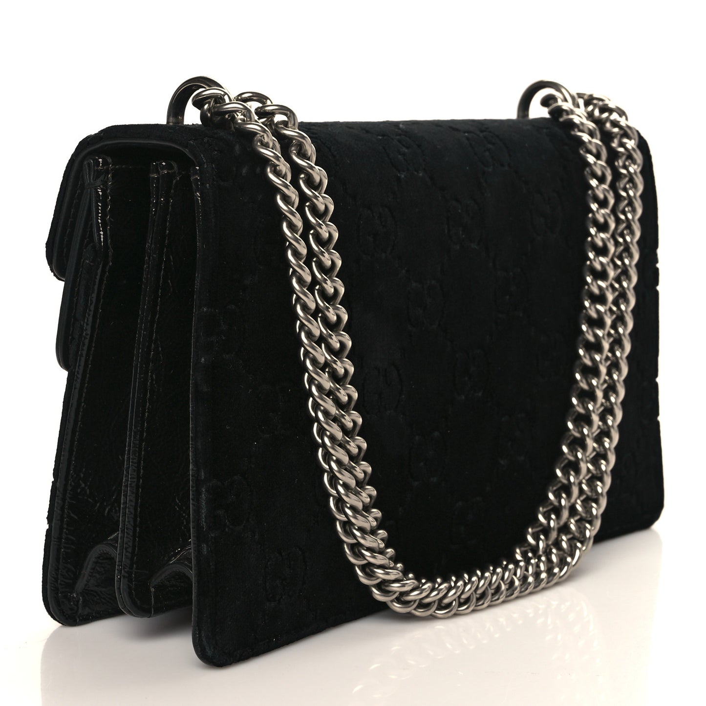 Velvet GG Monogram Small Dionysus Shoulder Bag Black