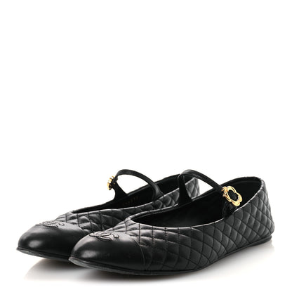 Chanel Lambskin Quilted Mary Jane Flats 38.5 Black 4 of 14