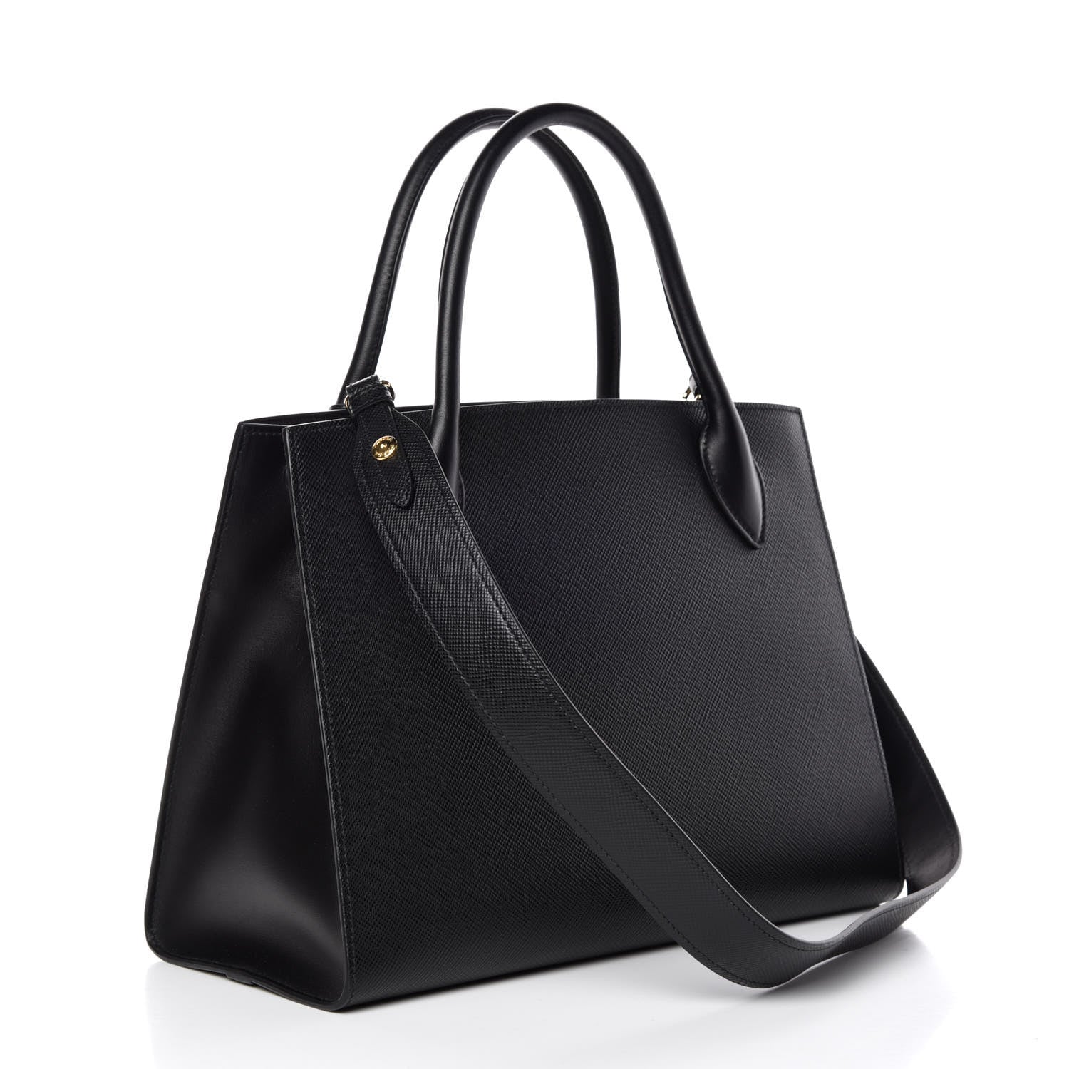 Prada Saffiano Cuir Calfskin Large Monochrome Top Handle Tote Black 3 of 8