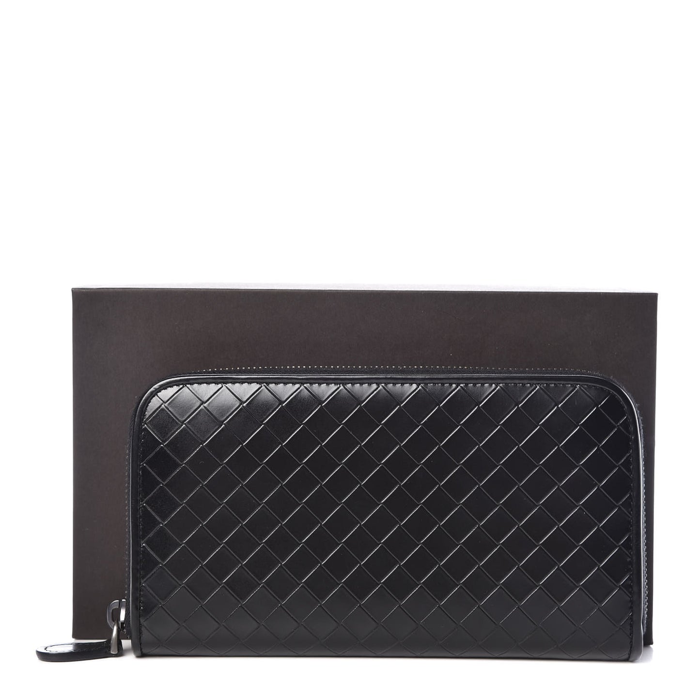 Intreccio Scolpito Spazzolato Zip Around Wallet Black