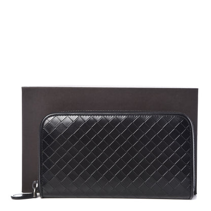Bottega Veneta Intreccio Scolpito Spazzolato Zip Around Wallet Black 7 of 7