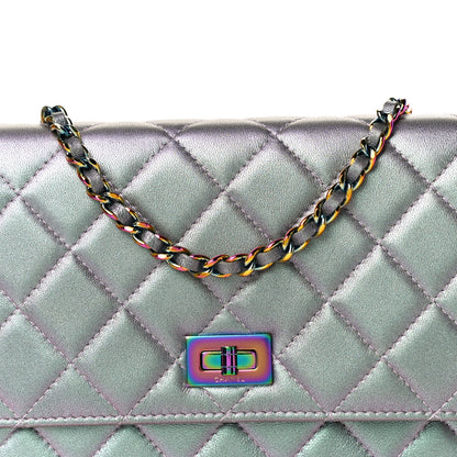 Chanel Iridescent Lambskin Quilted Reissue Wallet On Chain WOC Light Purple 9 of 12