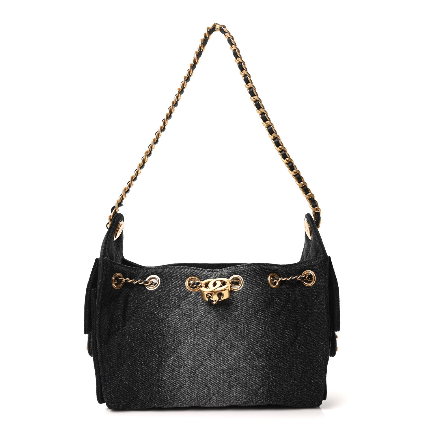 Chanel Washed Denim Quilted Mini Chanel 25 Handbag Black 1 of 19
