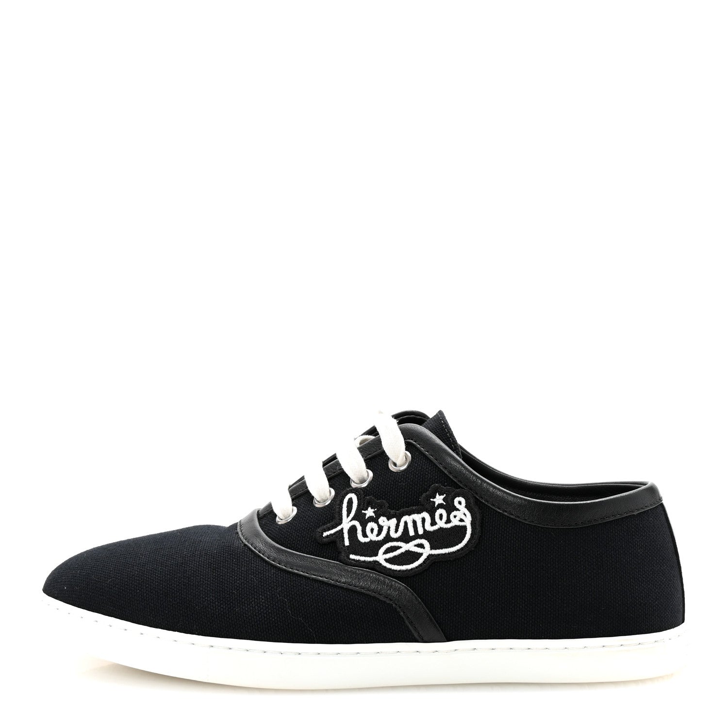 Hermes Canvas Embroidered Innocent Sneakers 37 Black 1 of 9
