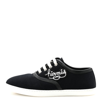 Hermes Canvas Embroidered Innocent Sneakers 37 Black 1 of 9