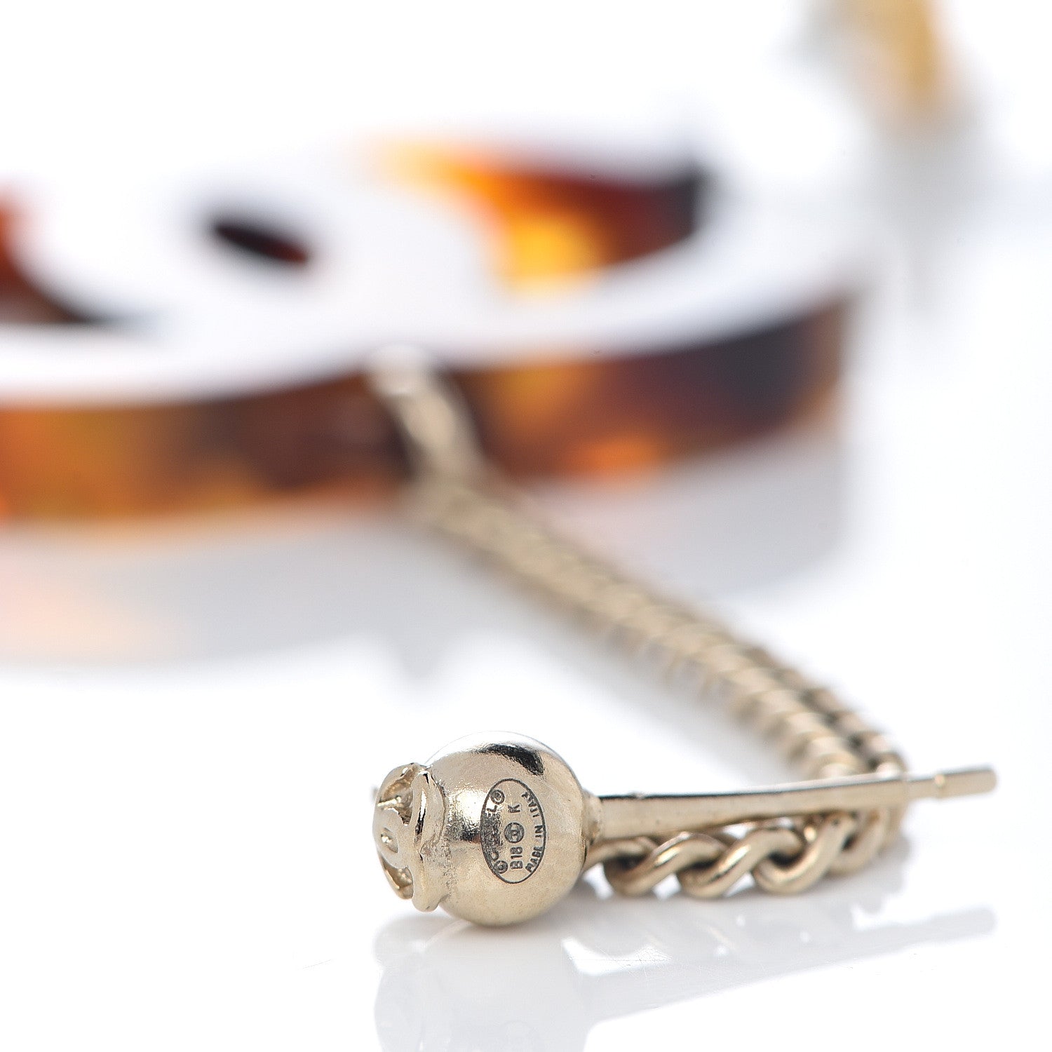 Chanel CC Crystal Drop Earrings Tortoise 4 of 5