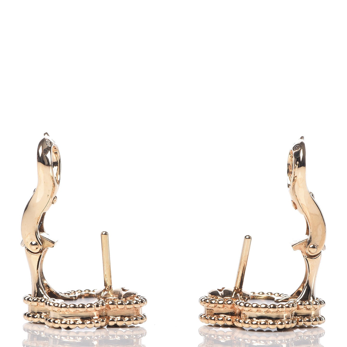 18K Yellow Gold Black Onyx Vintage Alhambra Earrings