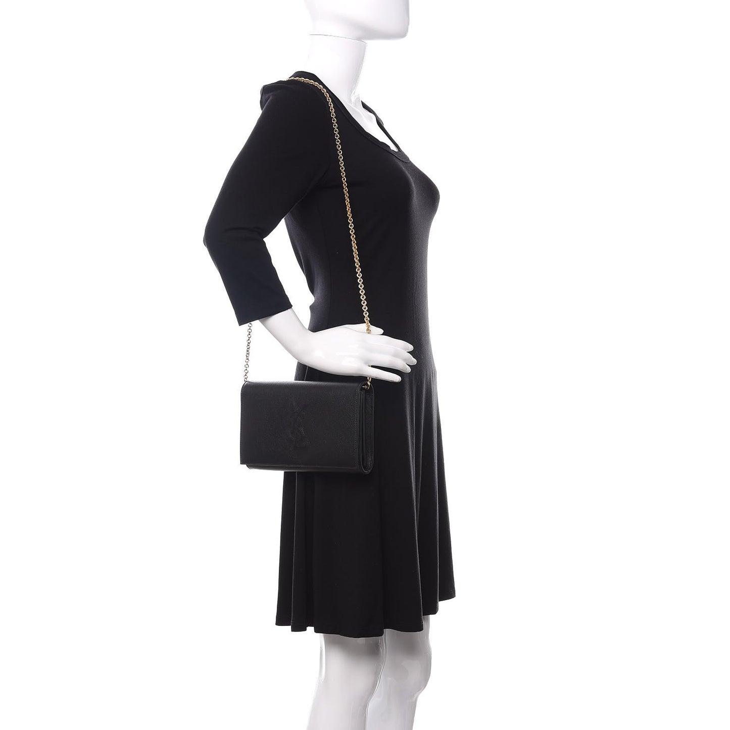 Calfskin Monogram Belle de Jour Chain Clutch Black