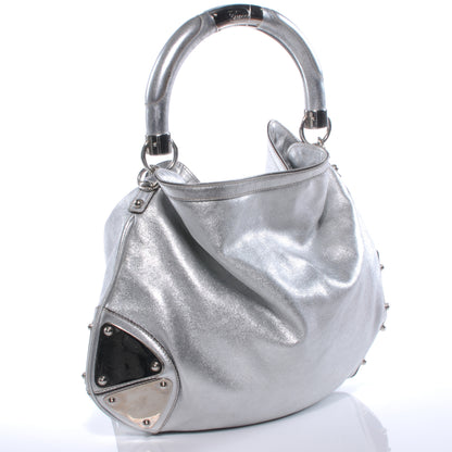 Gucci Leather Medium Indy Top Handle Hobo Silver 3 of 7