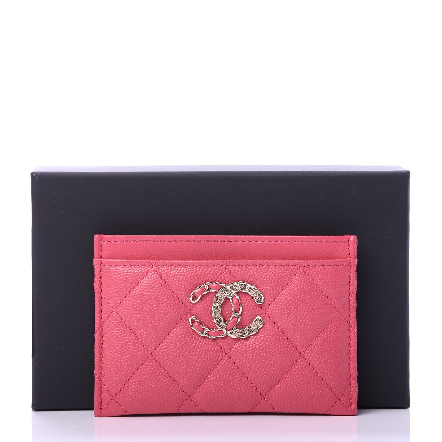 Caviar Quilted French New Wave Card Holder Rose
