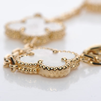 Van Cleef & Arpels 18K Yellow Gold Mother of Pearl 5 Motifs Vintage Alhambra Bracelet 5 of 7