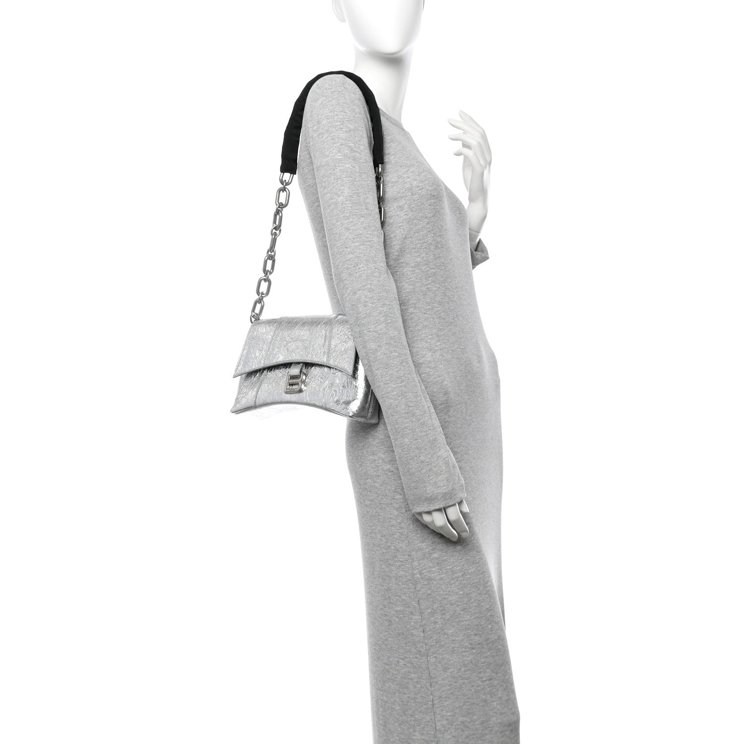 Balenciaga Metallic Calfskin Downtown Chain Shoulder Bag XS Silver 2 of 12