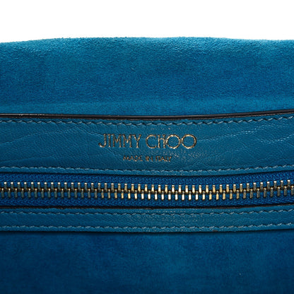Jimmy Choo Nappa Grainy Leather Studded Lockett Shoulder Bag Robot Blue Black 7 of 10