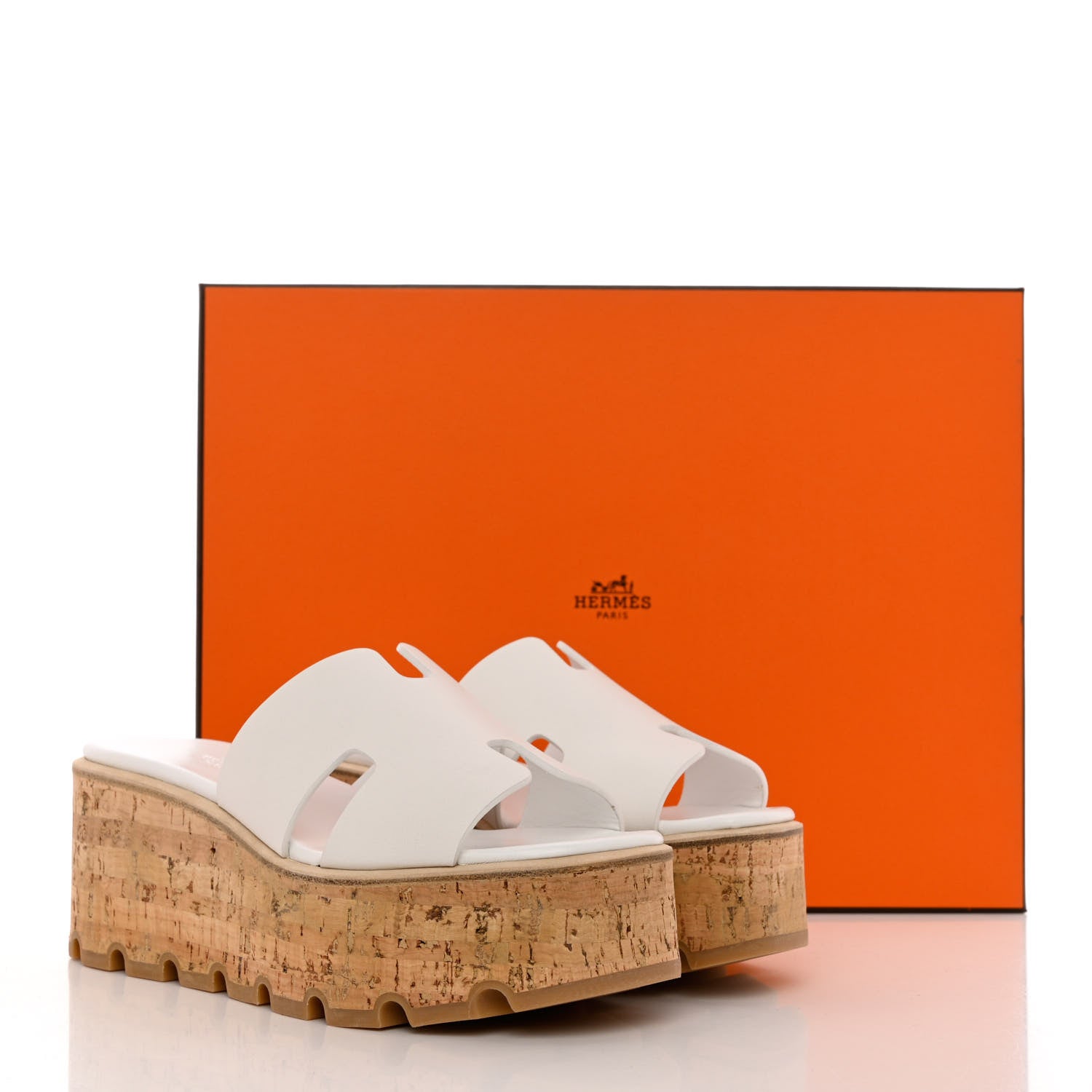 Hermes Calfskin Cork Eze 30 Sandals 35 White 9 of 9