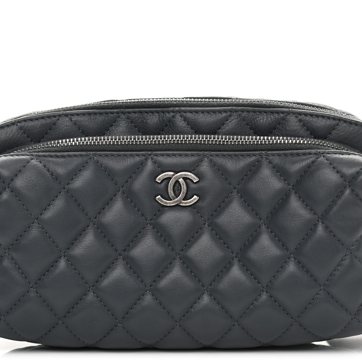 Calfskin Quilted Waist Bag Dark Grey