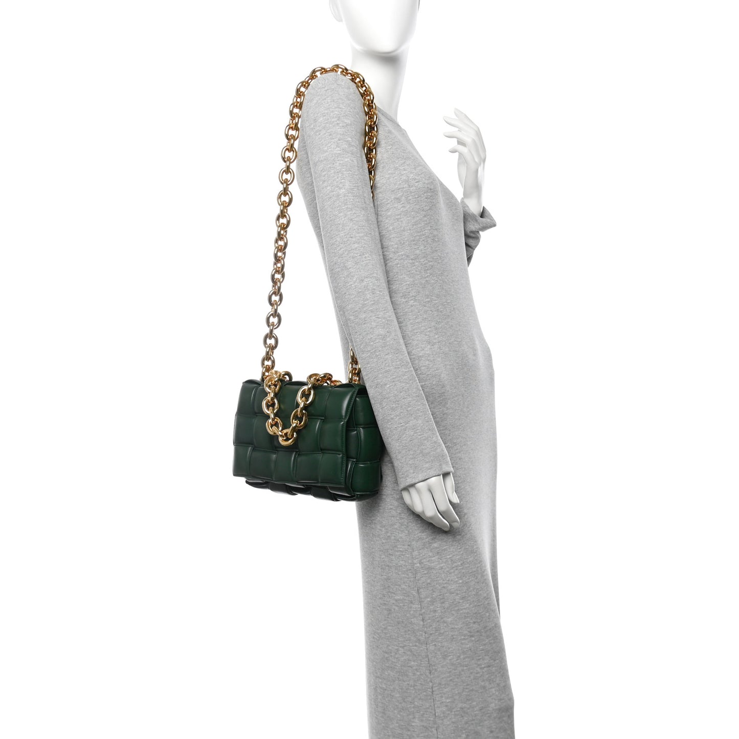 Lambskin Maxi Intreccio Padded Chain Cassette Crossbody Bag Raintree