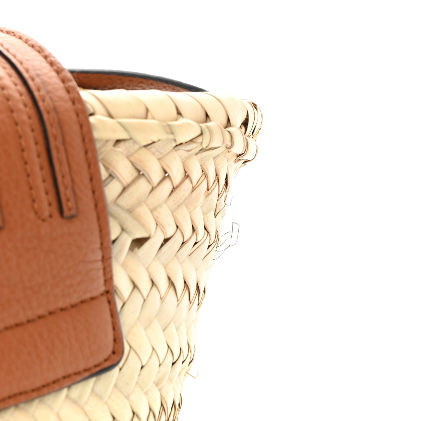 Raffia Calfskin Marcie Basket Tan