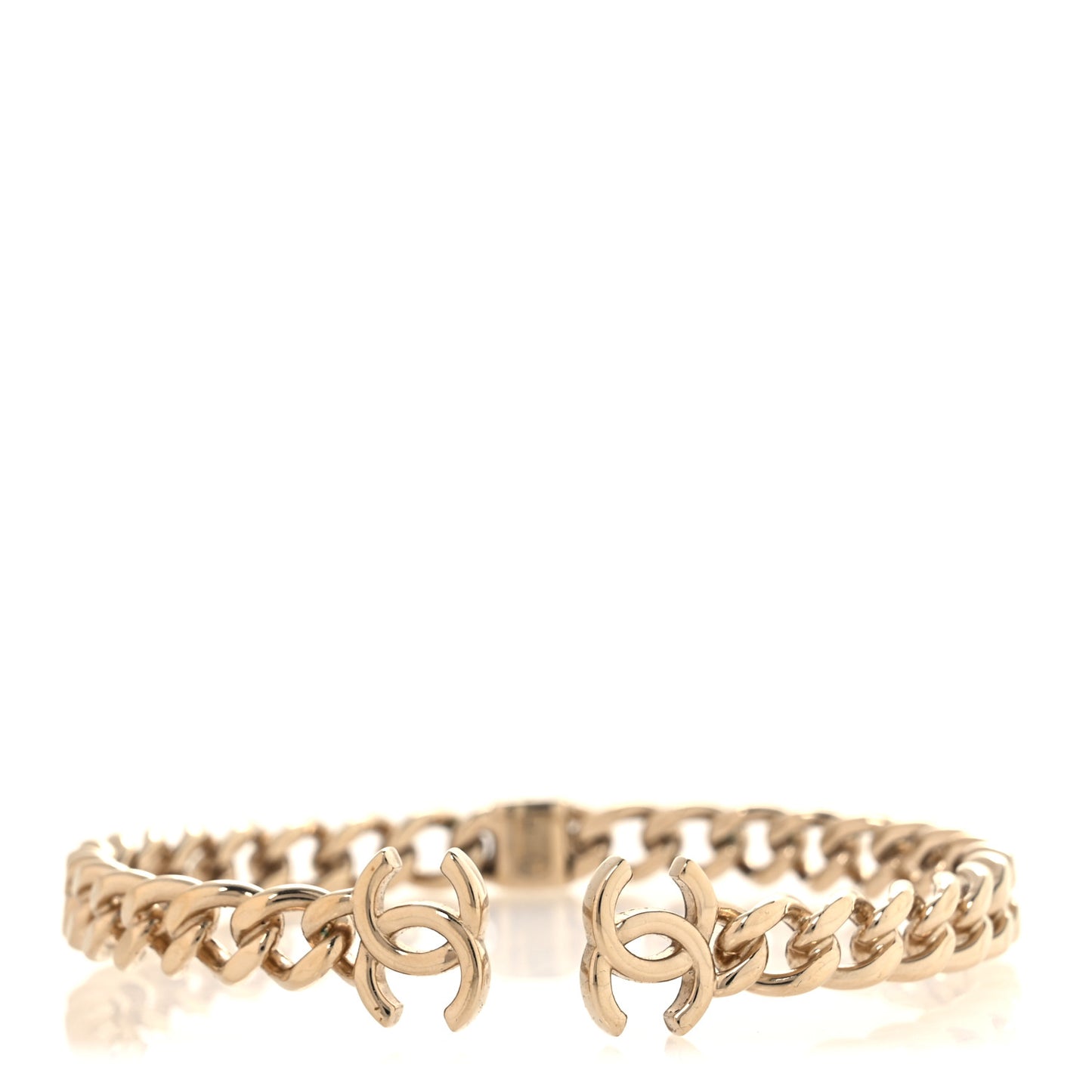 Metal CC Chain Link Choker Necklace L Gold