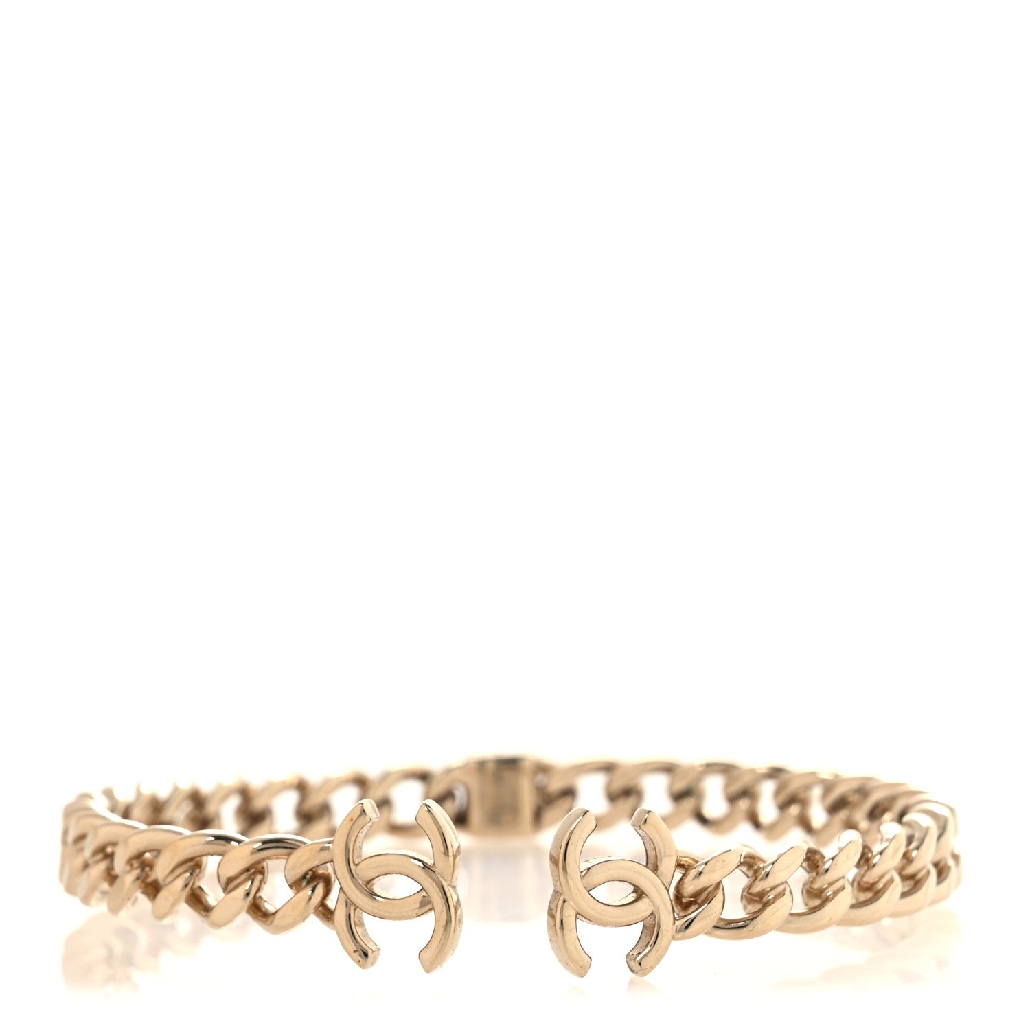 Chanel Metal CC Chain Link Choker Necklace L Gold 1 of 4