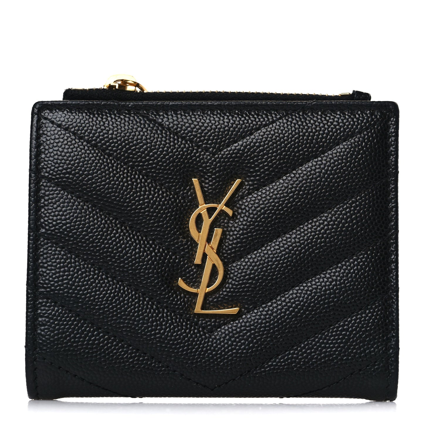 Grain De Poudre Matelasse Chevron Monogram Zipped Card Case Black