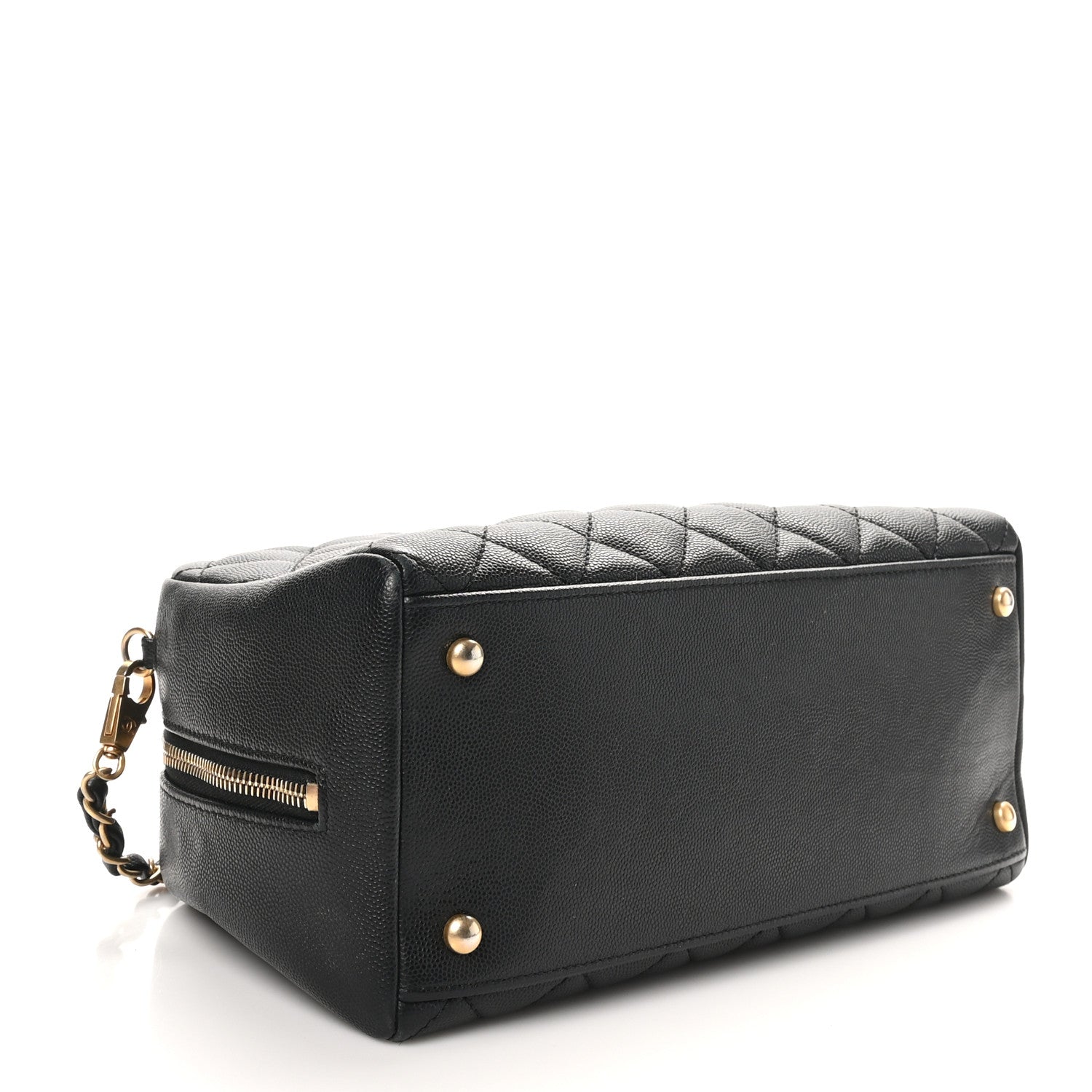 Chanel Caviar Lizard Quilted Coco Handle Bowler Black 4 of 10