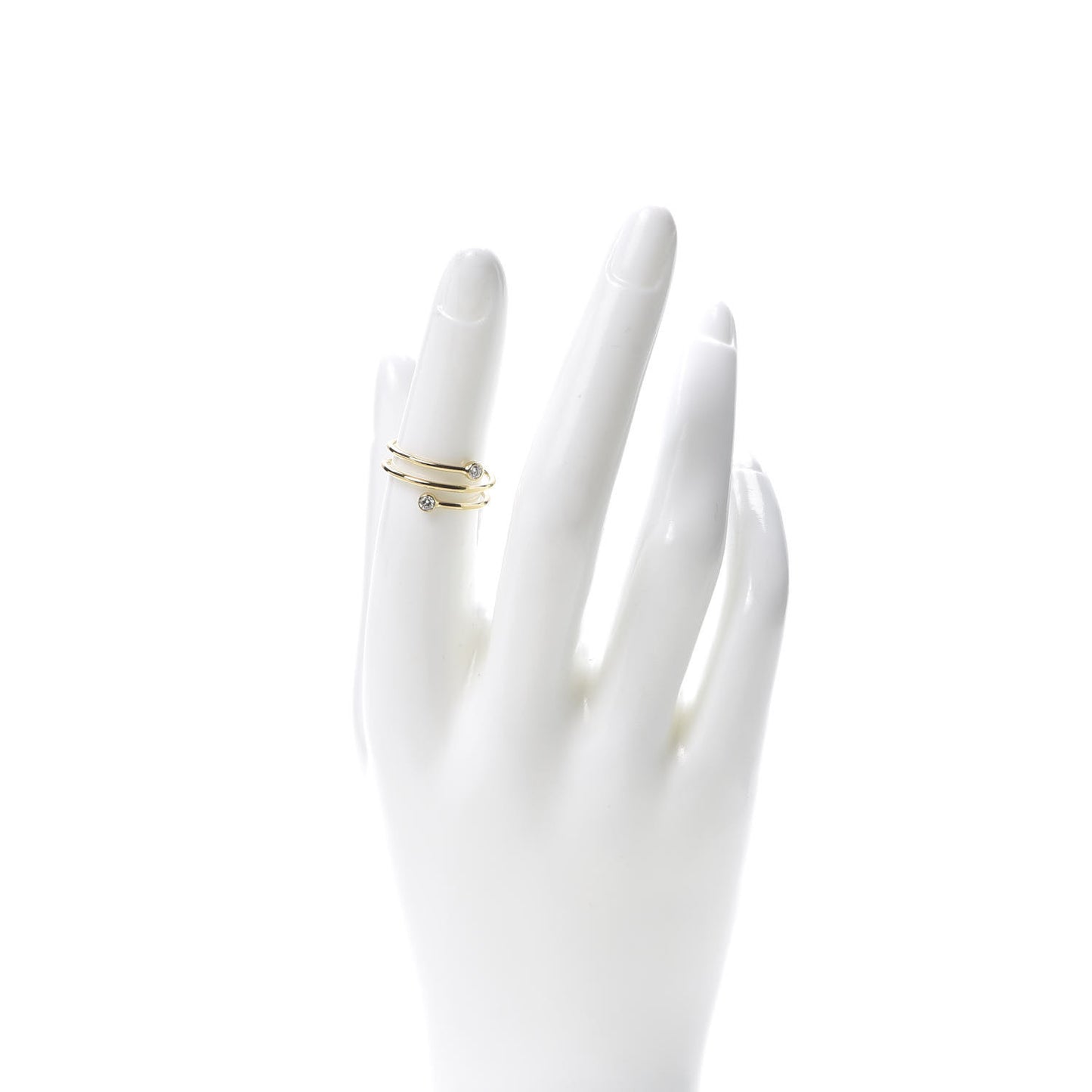 18K Yellow Gold Diamond Elsa Peretti Double Hoop Ring 52 6