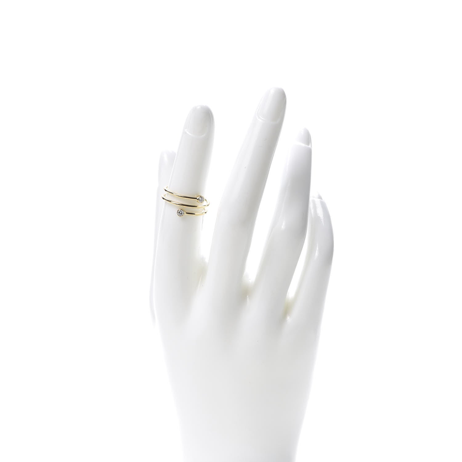 Tiffany 18K Yellow Gold Diamond Elsa Peretti Double Hoop Ring 52 6 2 of 6
