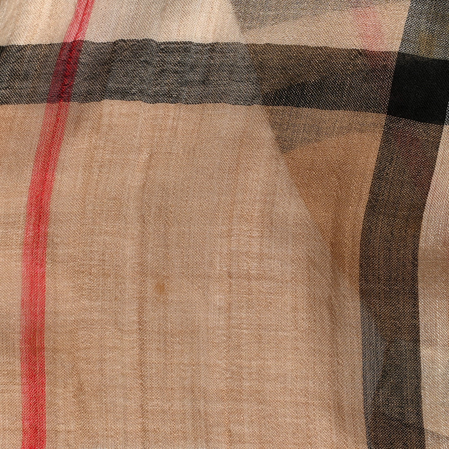 Wool Silk Gauze Giant Check Lightweight Scarf Archive Beige