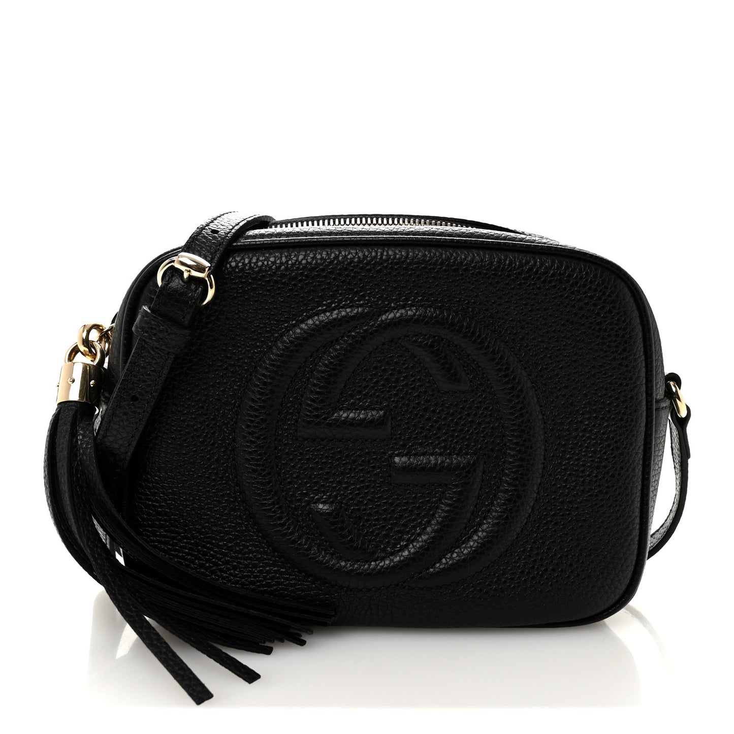 Pebbled Calfskin Small Soho Disco Bag Black