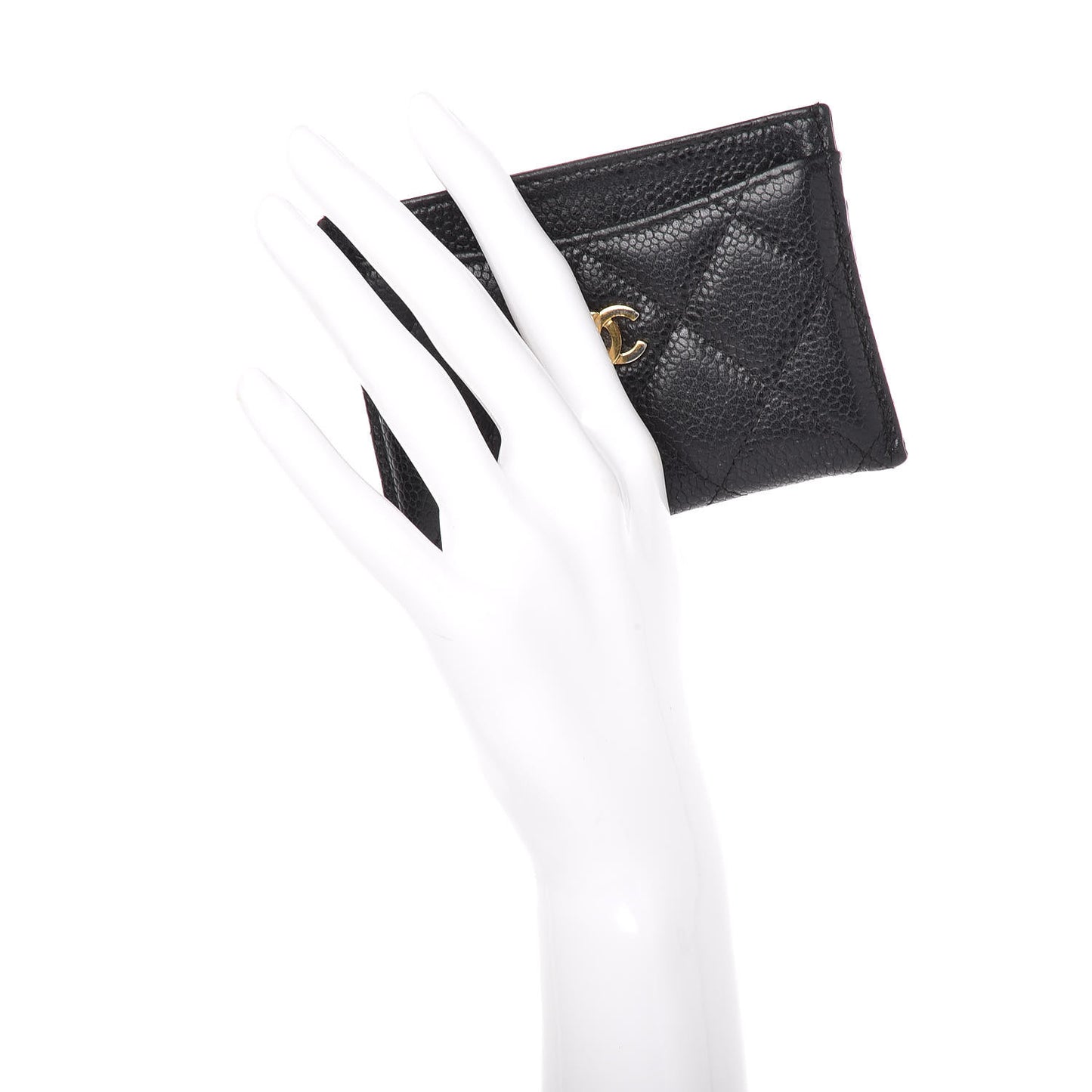 Caviar Quilted Card Holder Black
