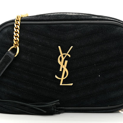 Saint Laurent Suede Matelasse Monogram Mini Lou Camera Bag Black 8 of 17