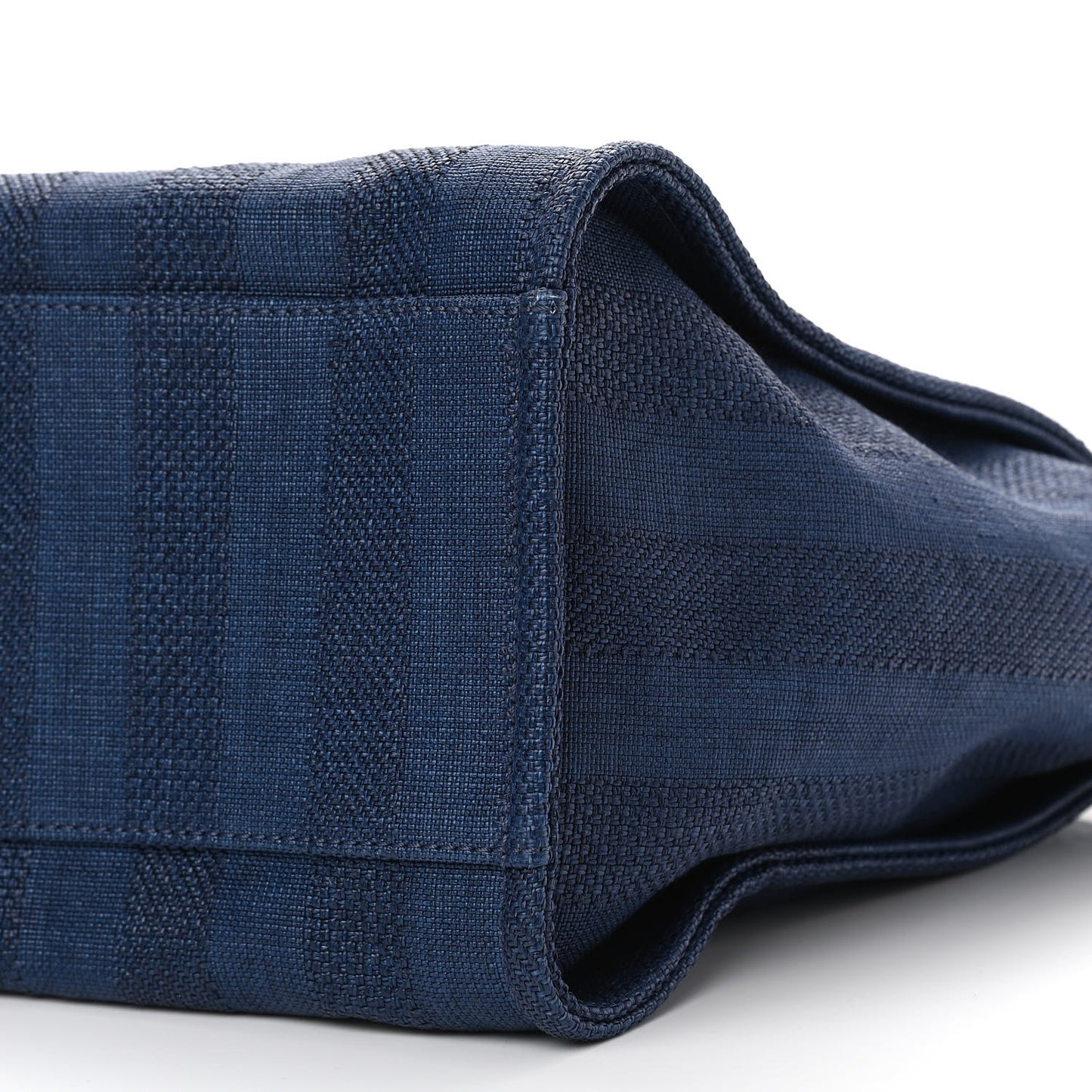 Mixed Fibers Striped Medium Deauville Tote Navy Blue