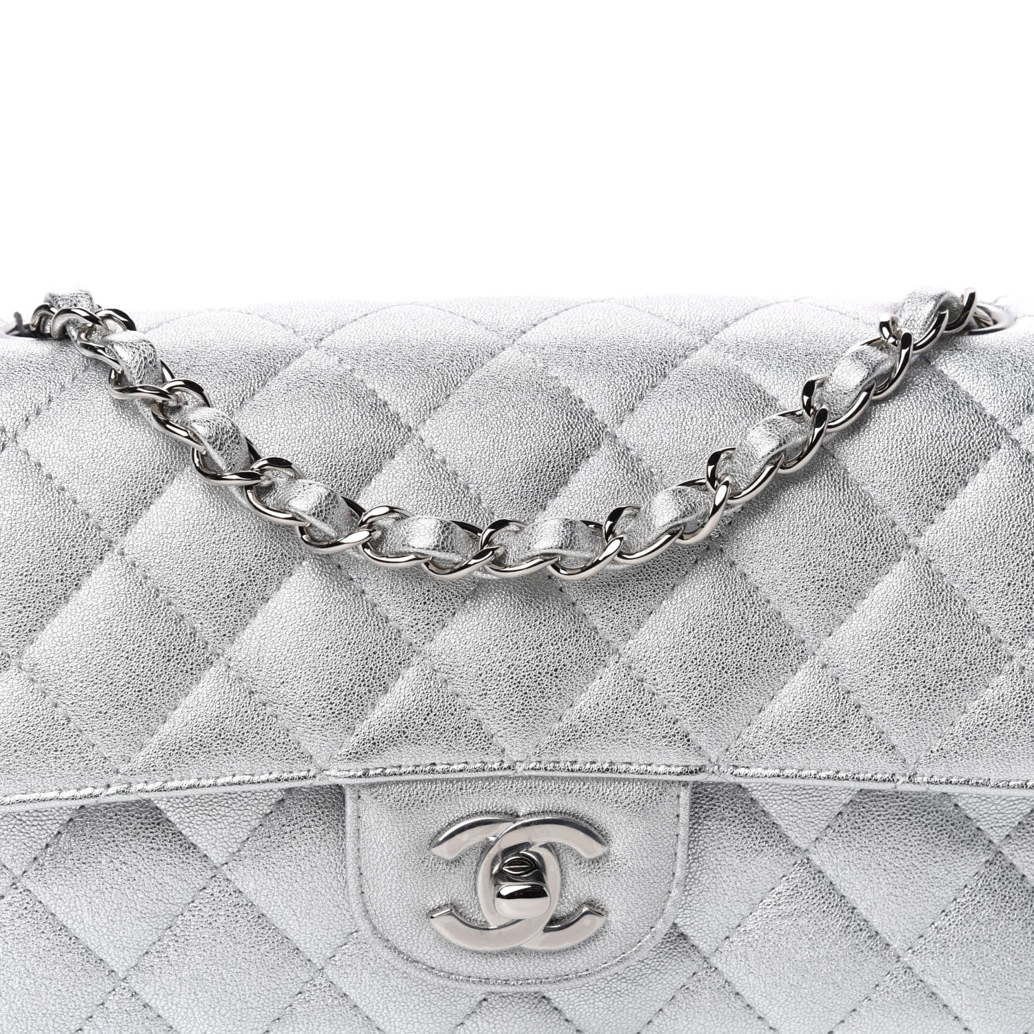 Chanel Metallic Lambskin Quilted Mini Rectangular Flap Silver 10 of 10