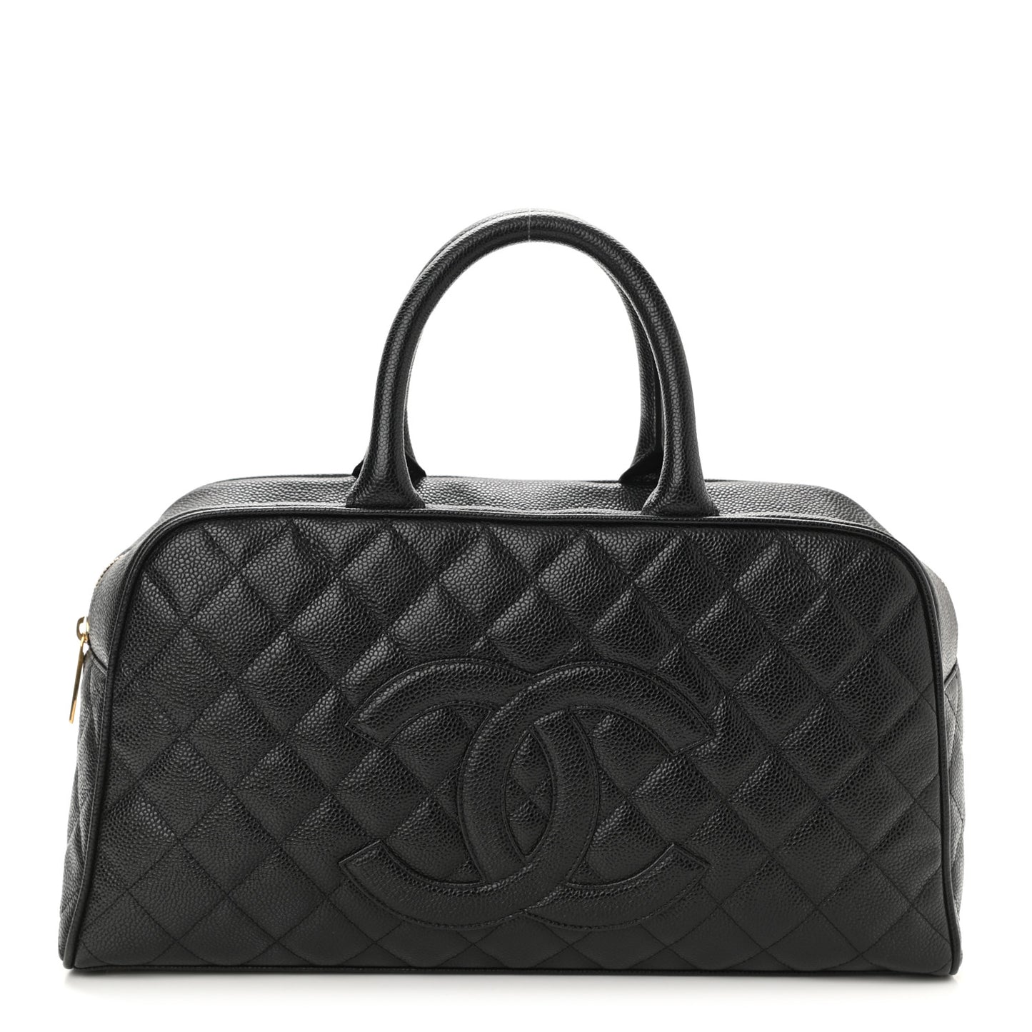 Caviar Quilted Large Bowler Black