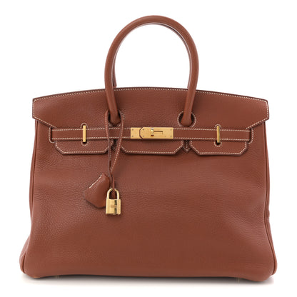 Hermes Taurillon Clemence BIRKIN 35 Gold 1 of 13